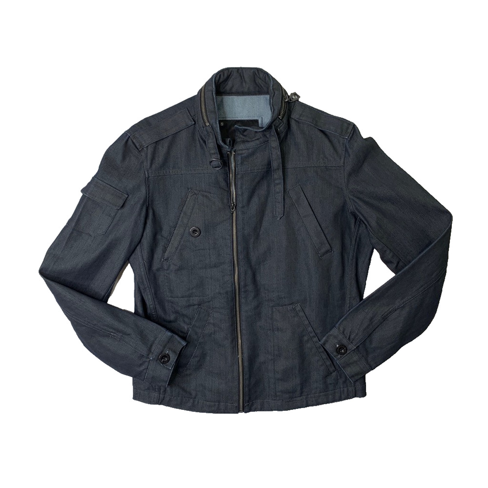 Monarchy Jacket Mens S Small Cotton Blend Denim Full Zip Stretch Biker Moto